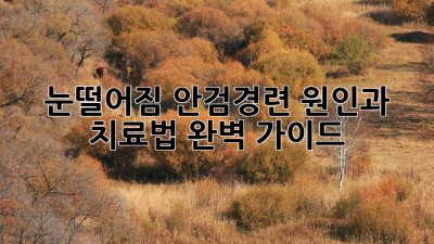 눈떨어짐? 안검경련 원인과 치료법 완벽 가이드